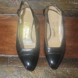 Salvatore Ferragamo Black Leather Flats